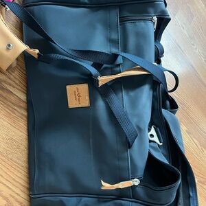 Jon Hart Design Black Duffel Bag with Brown Accents